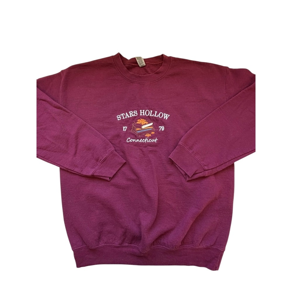 Gildan Womens Maroon Stars Hollow Sweatshirt M Gilmore Girls Graphic Cotton Blnd